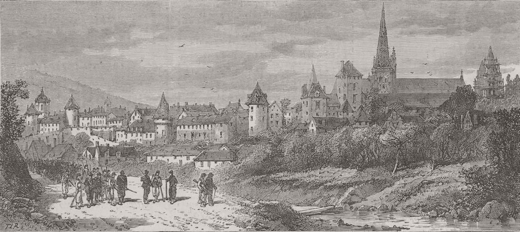 FRANCE. Autun, Garibaldi’s HQ 1870 old antique vintage print picture